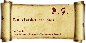 Macsicska Folkus névjegykártya
